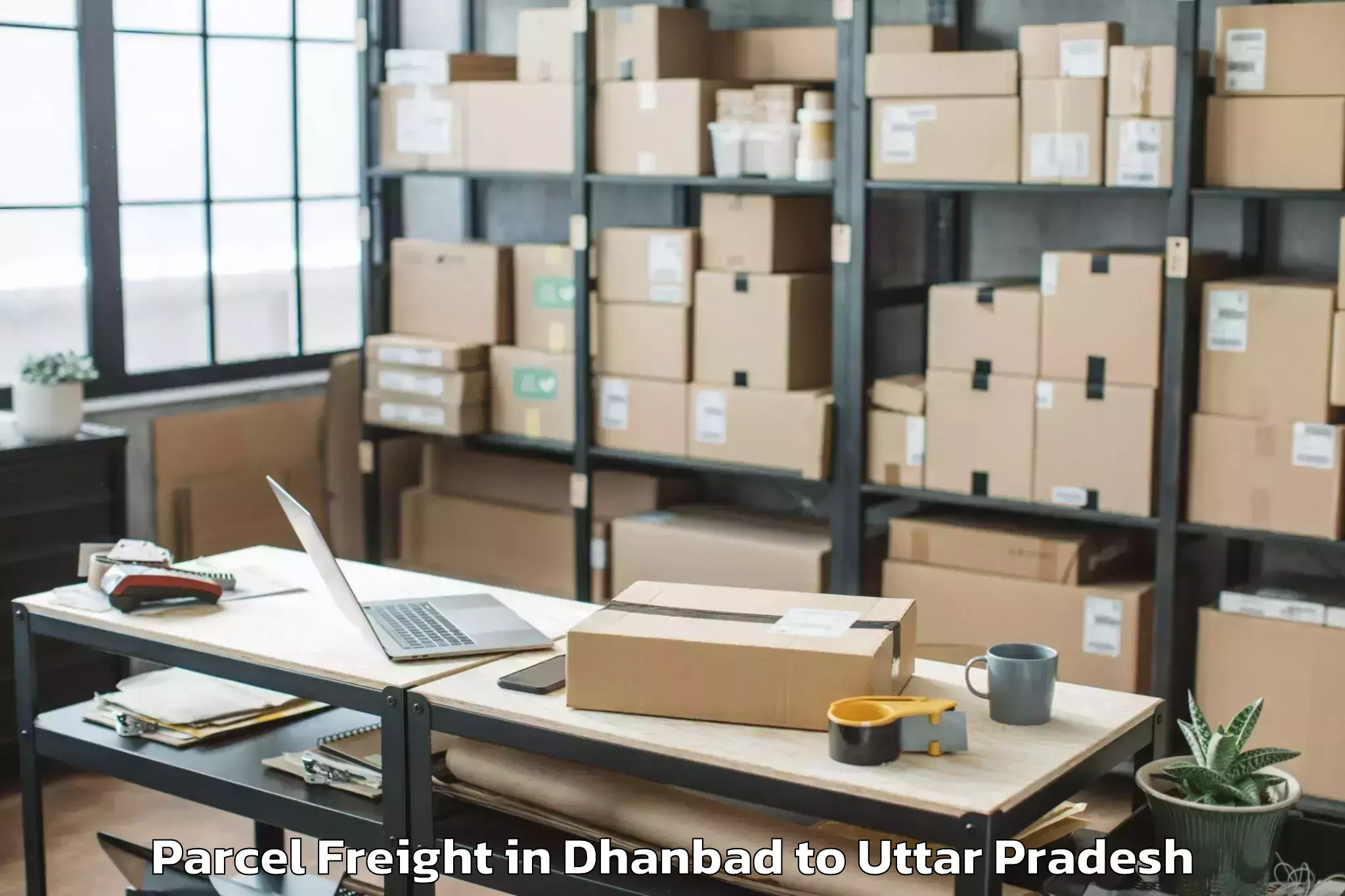 Book Dhanbad to Babatpur Parcel Freight Online